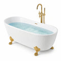Baignoire îlot ovale en acrylique avec pieds dorés, 170x75x60 cm - 2026
