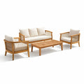 Ensemble de salon en bois de teck et polyester beige 4 pièces avec table - 2026