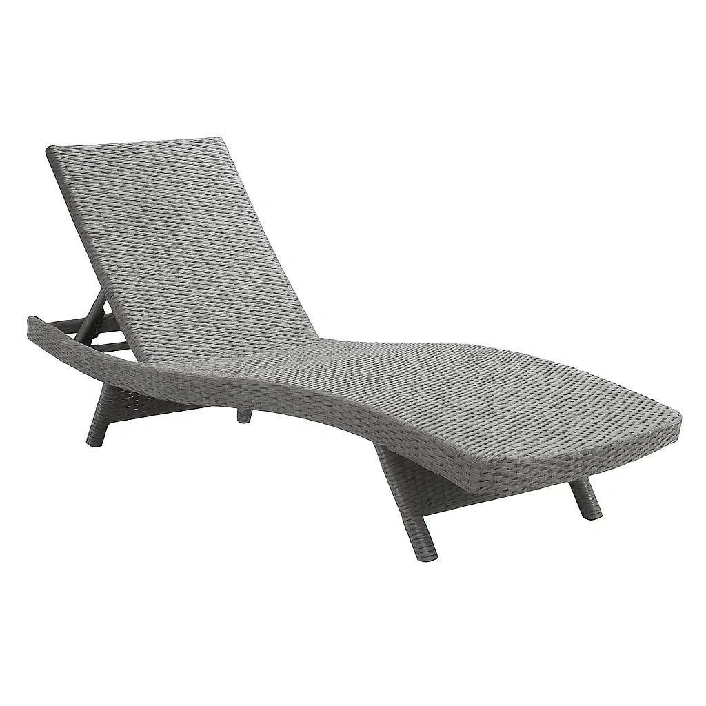 Chaise longue de jardin réglable en rotin synthétique gris - 2026
