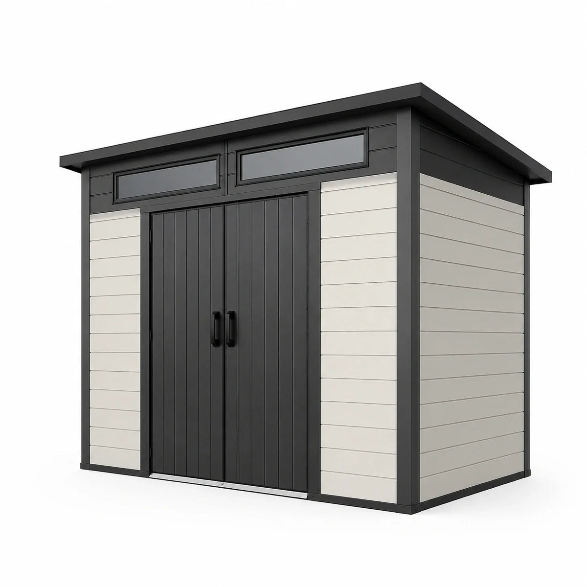 Abri de jardin en résine et métal gris avec fenêtres en polycarbonate 185x152x226 cm - 2026