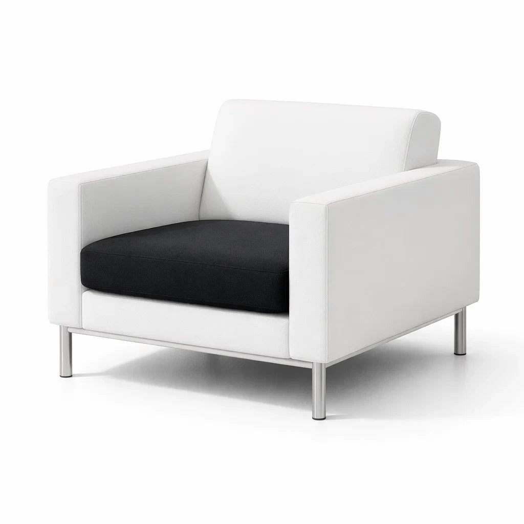 Fauteuil en métal et cuir pu blanc et noir - 2026
