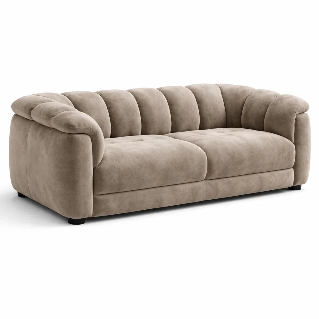 Canapé 3 places en velours marron taupe - 2026