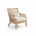 Fauteuil bois avec assise en tissu beige - 2026