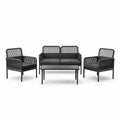 Ensemble de salon extérieur en aluminium et polyéthylène noir - 2026