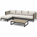 Ensemble de salon de jardin en aluminium et tissu beige avec table basse - 2026