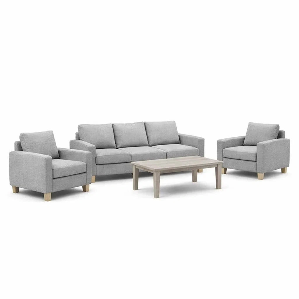 Ensemble de canapés en bois et tissu gris - 2026