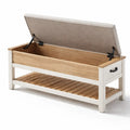 Banc de rangement en chêne avec coussin en polyester - 2026
