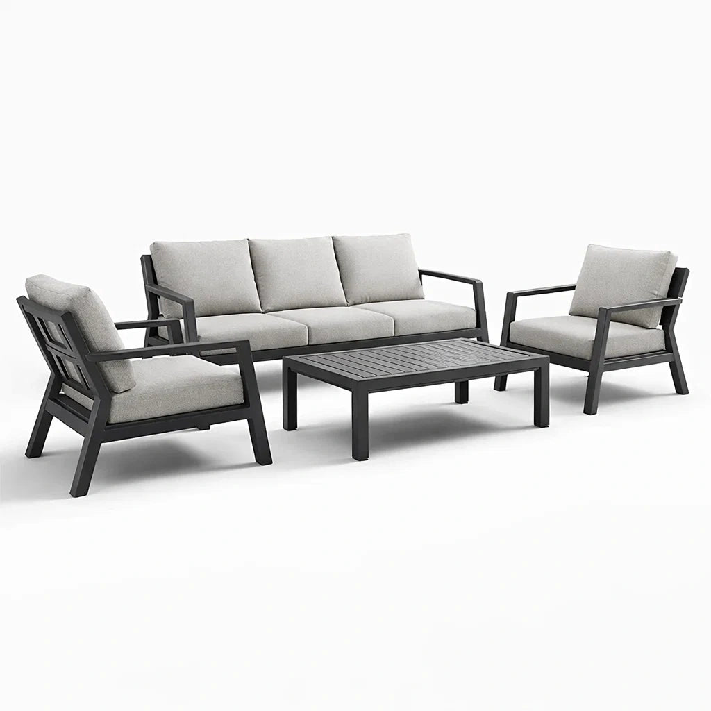 Ensemble de salon de jardin en aluminium avec coussins en polyester - 2026