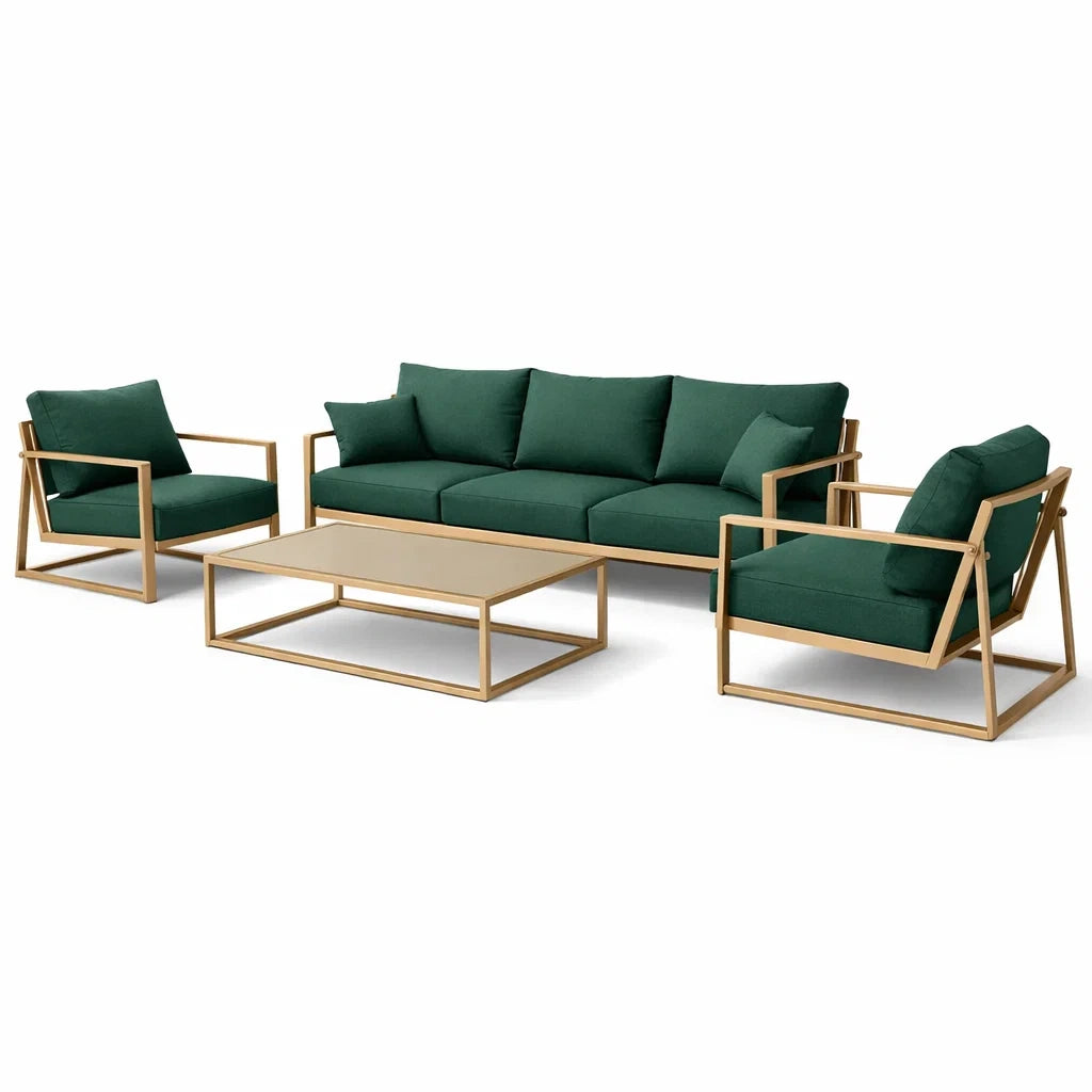 Salon de jardin en aluminium et tissu vert - 2026