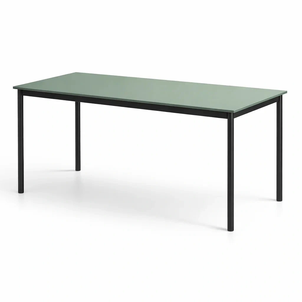 Table à manger rectangulaire en verre trempé et métal noir 160x80x75 cm - 2026