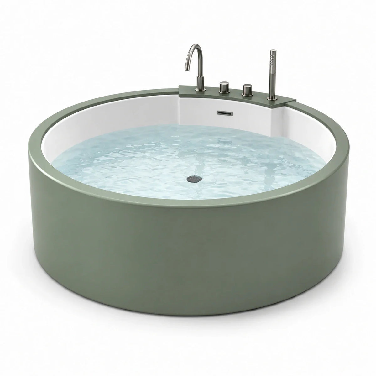 Baignoire îlot ronde en acrylique vert olive diamètre 150cm - 2026
