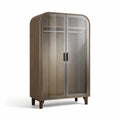 Armoire en bois avec portes en verre trempé brun 100x50x200 cm - 2026
