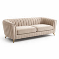 Canapé 3 places en tissu polyester beige avec pieds en métal - 2026