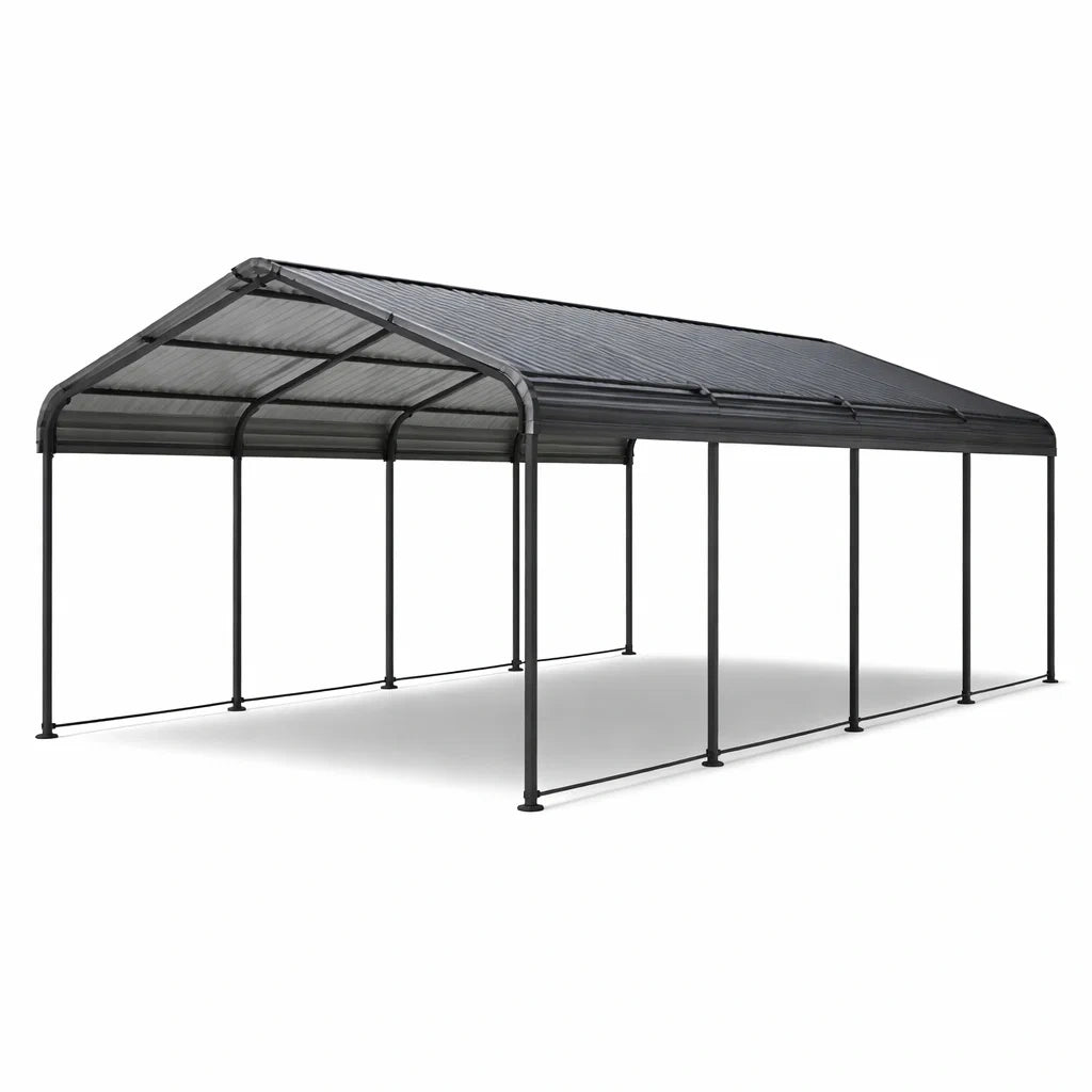 Abri de voiture en métal noir aluminium 600x300x290 cm - 2026