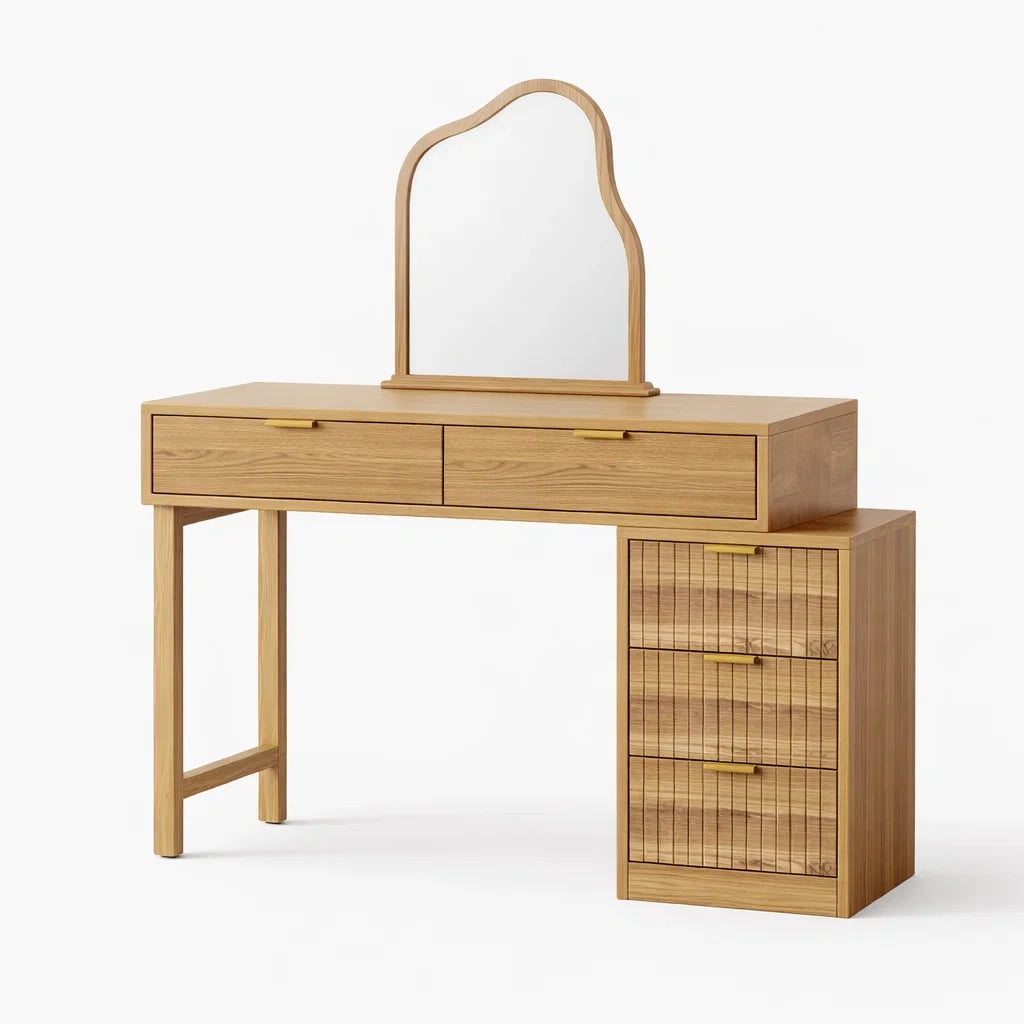 Coiffeuse en bois de chêne avec miroir et tiroirs - 2026
