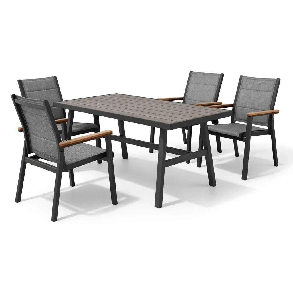 Ensemble table et chaises d'extérieur en aluminium et textile avec 4 chaises - 2026
