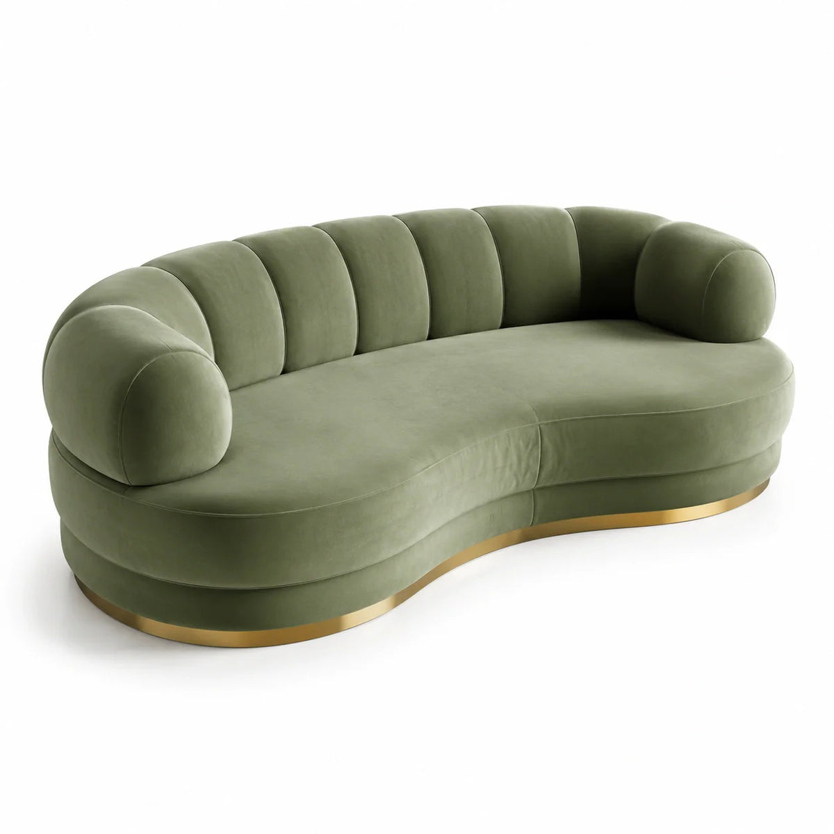 Canapé en velours avec base en métal doré, 220 cm - 2026