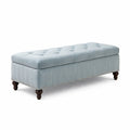 Banc de rangement en velours bleu clair - 2026