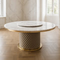 Tables de cuisine et de salle à manger table ronde en marbre composite diamètre 120 cm hauteur 76 cm blanc/doré - 2026