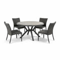 Ensemble table et chaises avec table ronde en métal et chaises en résine tressée - 2026