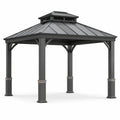 Pavillon de jardin rectangulaire en métal gris - 2026