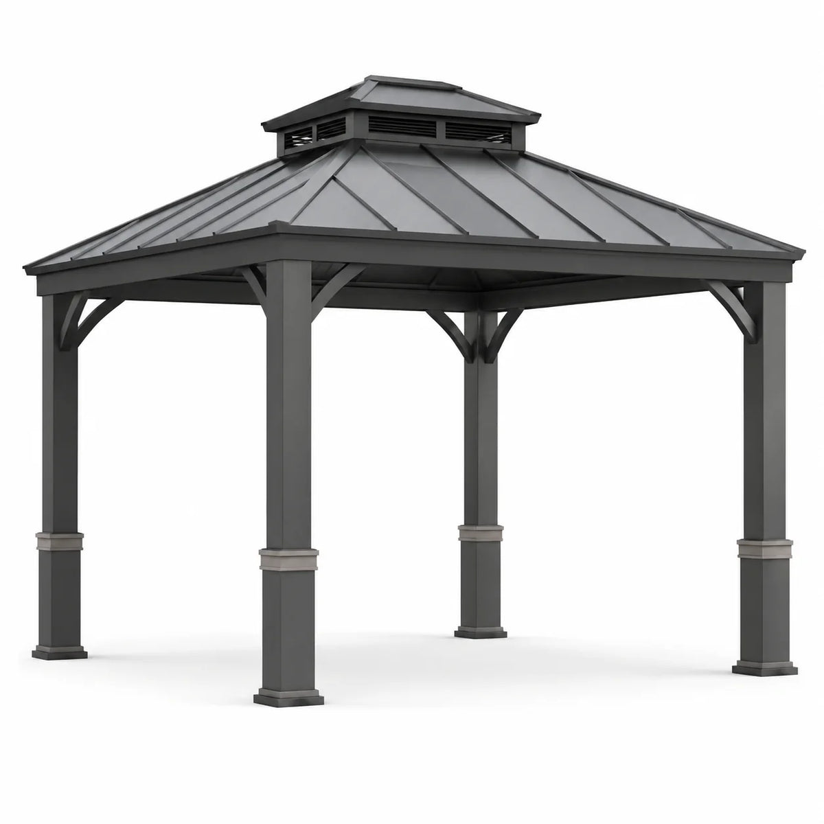 Pavillon de jardin rectangulaire en métal gris - 2026