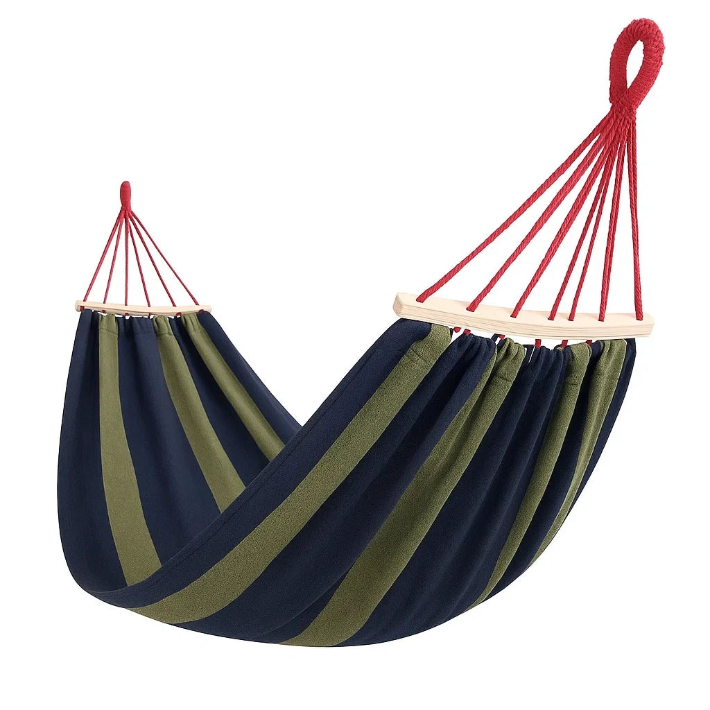 Hamac double en coton rayé Bleu et Vert 200x150 cm - 2026