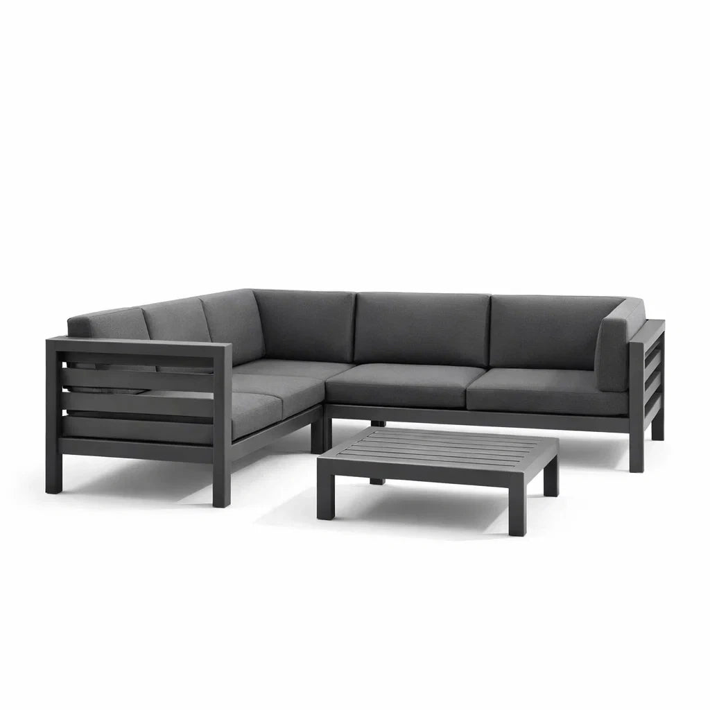 Ensemble de canapés d'angle en métal avec coussins en tissu polyester - 2026