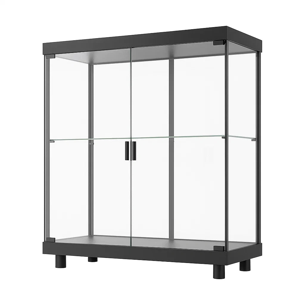 Vitrine en verre trempé et métal noir 100x40x105 cm - 2026