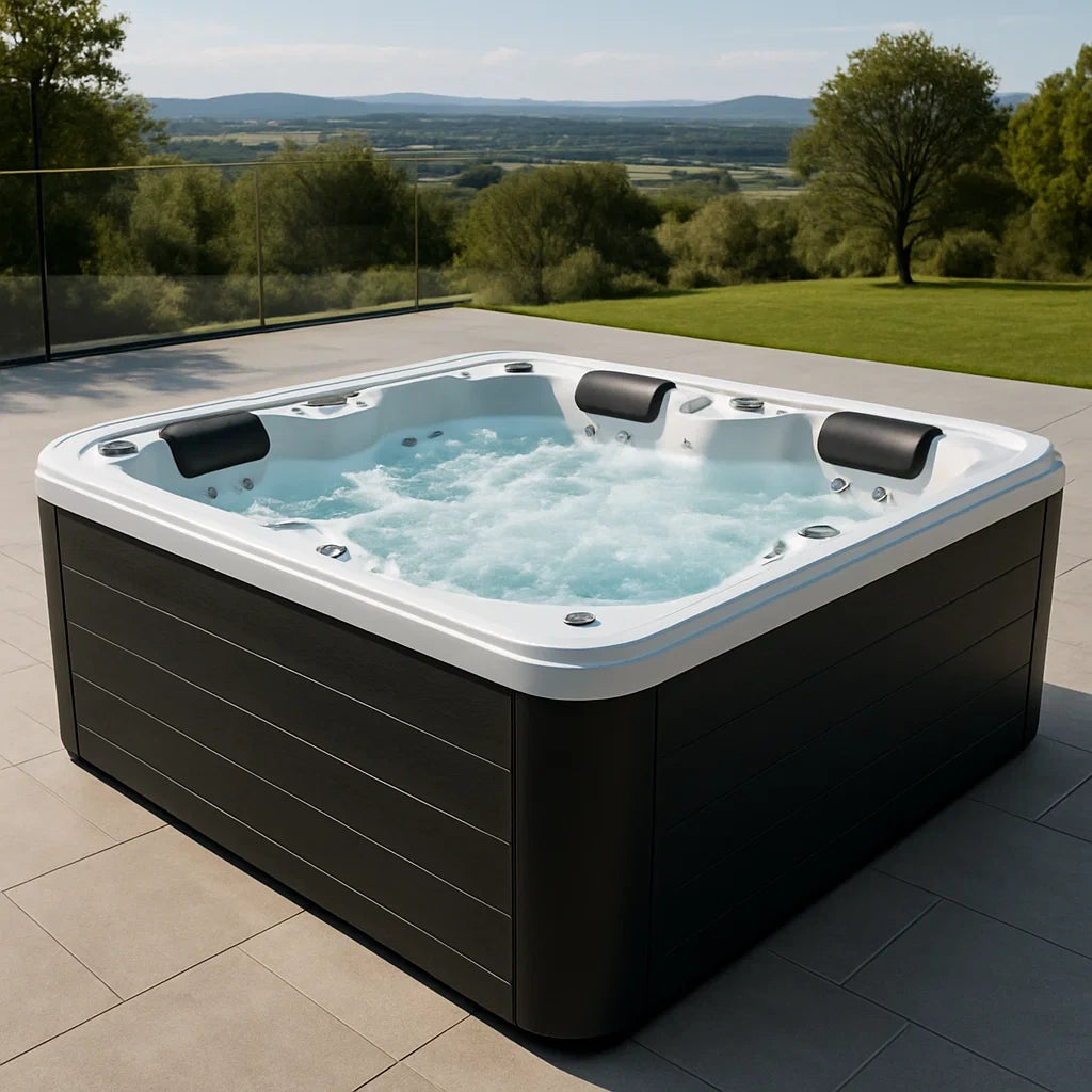 Jacuzzi extérieur 5 places acrylique noir et PVC - 2026
