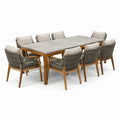 Ensemble de repas extérieur en acacia et ciment avec chaises en corde - 2026