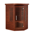 Cabine de sauna infrarouge d'angle en acajou et verre trempé 120x120x190 cm - 2026