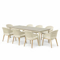 Ensemble de table et chaises en bois et aluminium beige 8 places - 2026