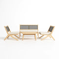 Salon de jardin en bois avec coussins et table basse - 2026
