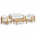 Set de Salon de Jardin en Bois avec Coussins en Polyester Blancs - 2026