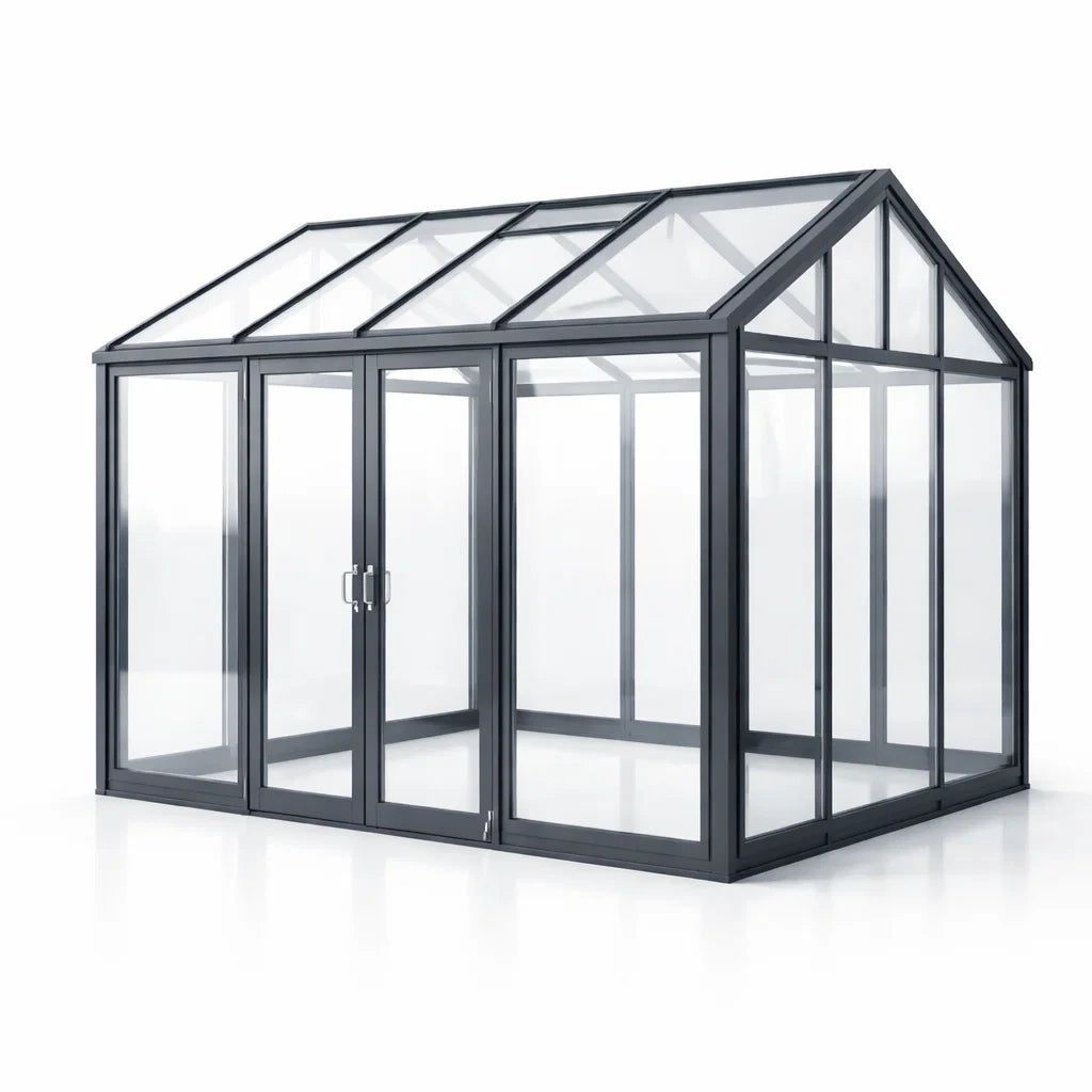 Serre en aluminium noir avec verre trempé transparent 300x250x240 cm - 2026
