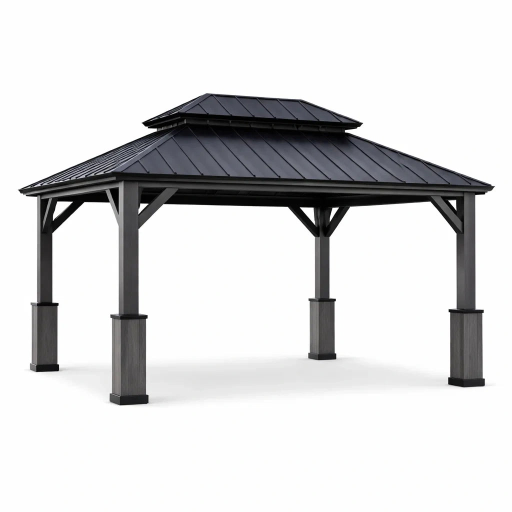 Pavillon de jardin en aluminium et acier galvanisé anthracite - 2026