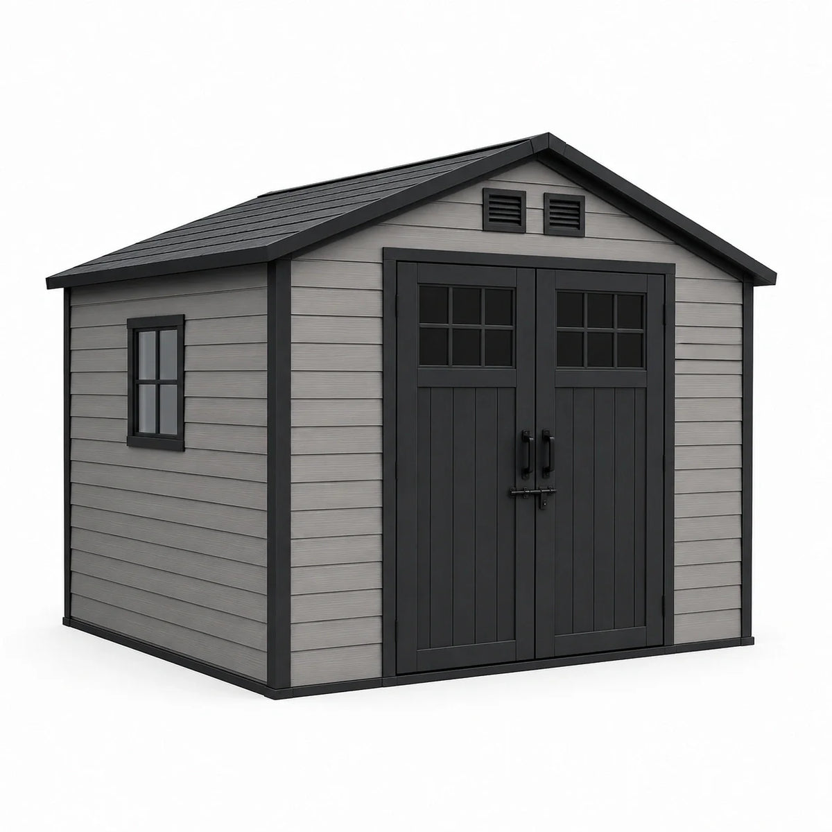 Abri de jardin en résine polypropylène avec fenêtres et double porte 262x332x252 cm - 2026