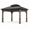 Pavillon de jardin en bois et métal avec toit acier noir - 2026