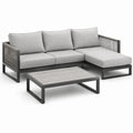 Ensemble de jardin en aluminium et polyester gris clair avec table basse - 2026