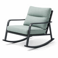 Fauteuil à bascule de terrasse en métal noir avec coussins en tissu polyester vert - 2026