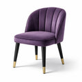 Chaises de salle à manger en velours aubergine avec pieds en bois et métal - 2026
