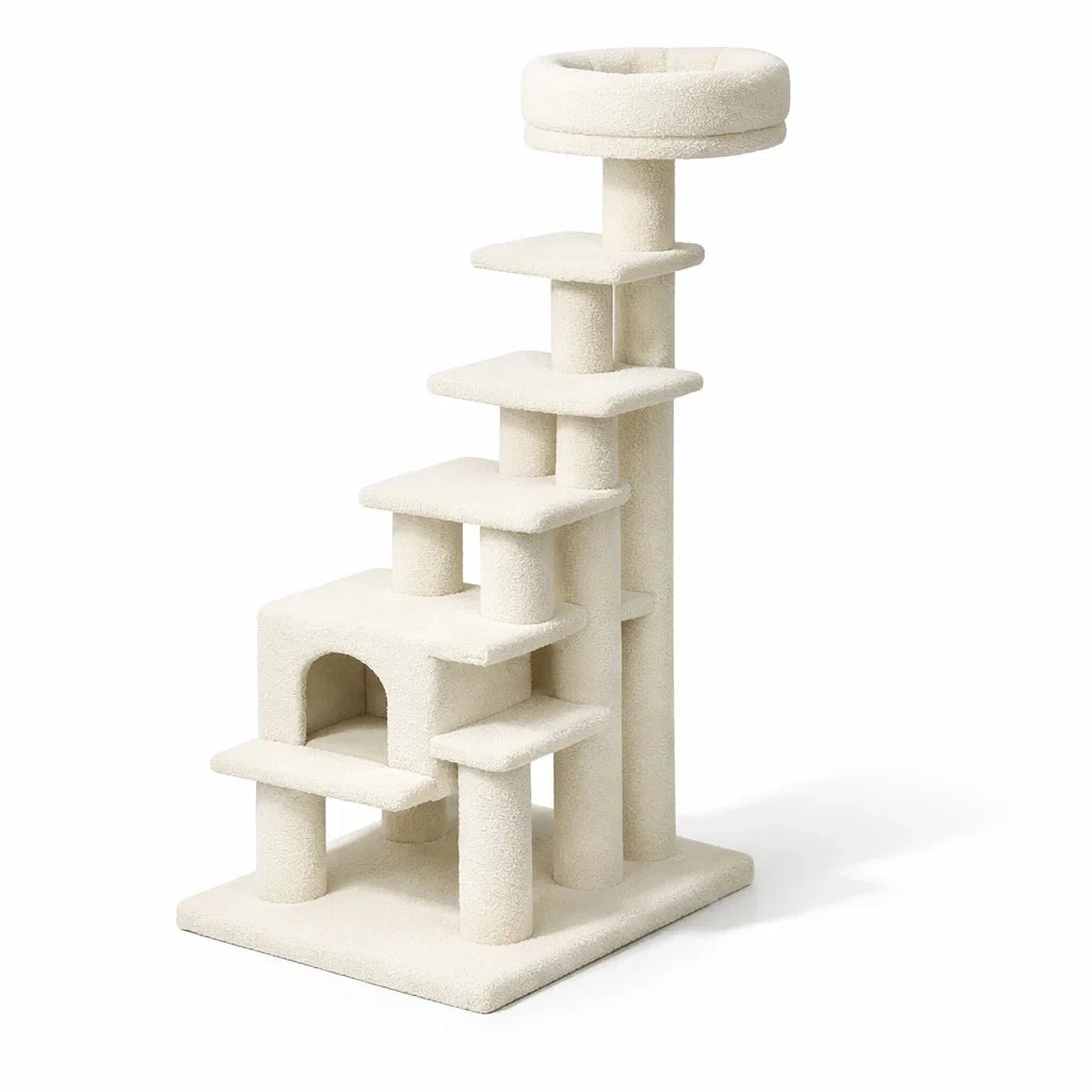 Arbre à chat en tissu beige - 2026