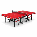 Table de ping-pong rouge avec pieds métalliques et roues - 2026