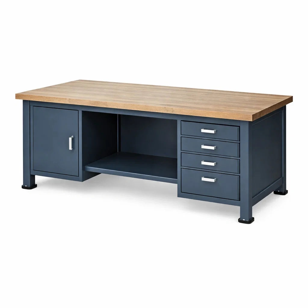 Établi en métal avec plateau en bois bleu - 2026