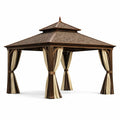 Pavillon en aluminium et bois avec toit et rideaux - 2026