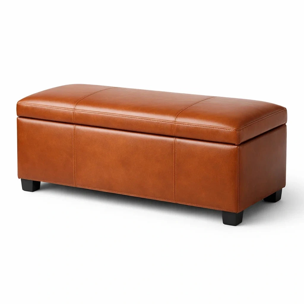 Banc de rangement en similicuir marron 120x45x40 cm - 2026