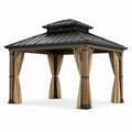 Pavillon en acier et aluminium avec rideaux en polyester beige 3x3 m - 2026