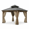 Pavillon en bois avec toit en aluminium 300x400 cm marron/beige - 2026