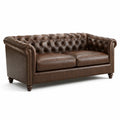 Canapé Chesterfield 3 places capitonné marron aspect cuir, 220 × 95 × 78 cm - 2026